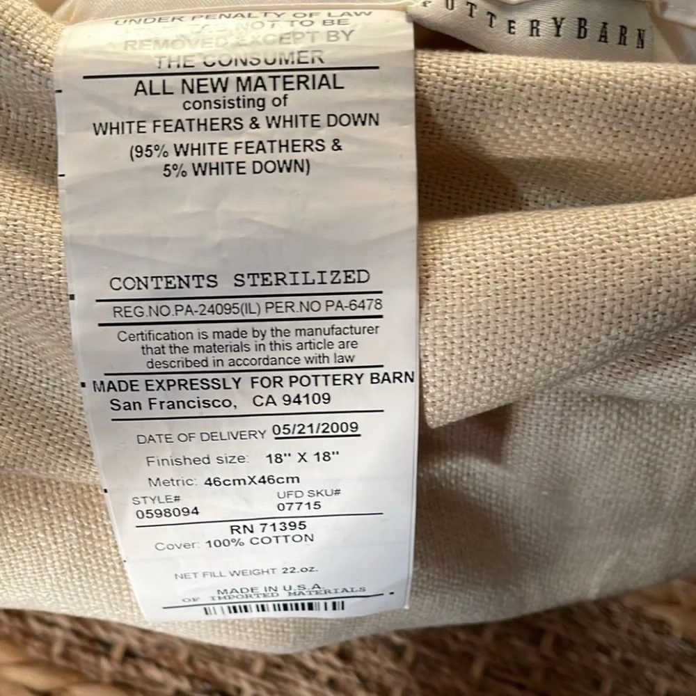 Pottery Barn Cotton Label